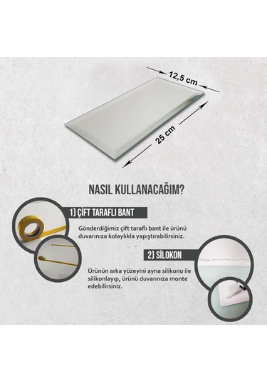 Ayna - 10'Lu Takım Tuğla Modelli Ayna - 25Cm X 12,5Cm Çok Renkli