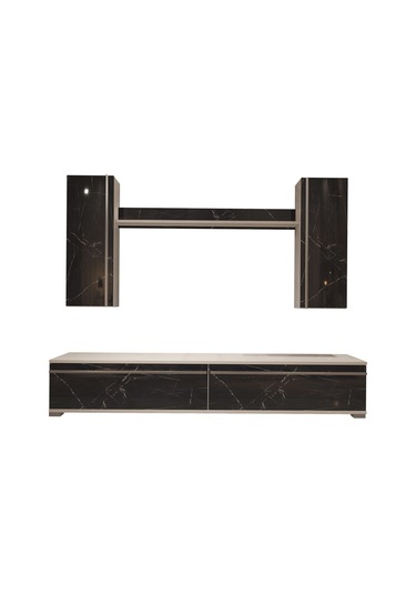 Decoraktiv Eko 7 Mdf Std Tv Ünitesi Tv Sehpası Beyaz - Siyah Mermer