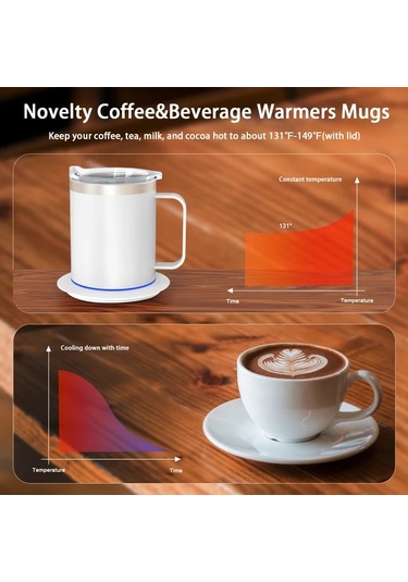 Fochsia 10 Saat Otomatik Kapama Usb Çalışan Isıtmalı Kahve Kupası Ve Isıtıcı Set Siyah