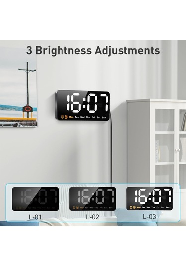 Büyük Dijital Duvar Saati, 3 Ayarlanabilir Parlaklık Seviyesine Sahip Büyük Led Dijital Duvar Saati Diğer