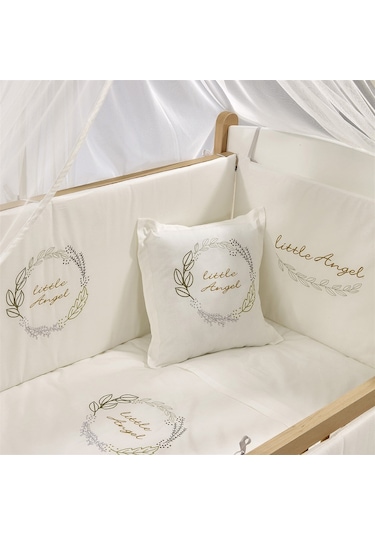 Meltem Kids Mia Anne Yanı Ahşap Sallanır Beşik 60 x 120 CM (Naturel - Angel) Kahverengi