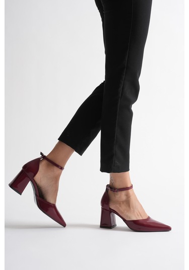 Doren Bordo Rugan Kadın Topuklu Ayakkabı Muhtelif