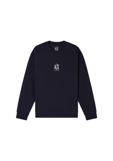 Erkek Regular Fit Nakışlı Yazı Logolu Sweatshirt - Lacivert Deep Navy