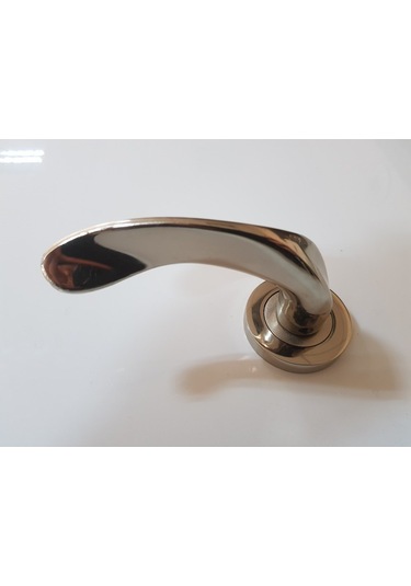 Çelik Kapı Kolu Rozetli Mercan Nikel Saten Sol