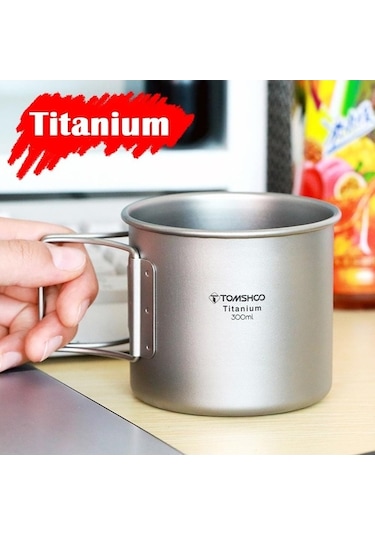 Pazly Titanyum Kamp Bardağı Seti 2 Adet - 350ml Ve 750ml - Hafif Ve Dayanıklı - Su Kupası - Katlanabilir Saplı Çok Renkli