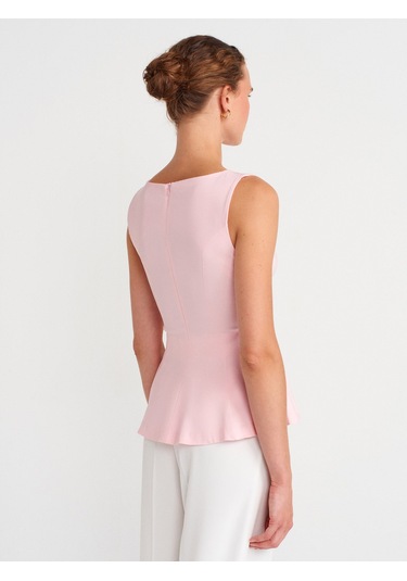 Dilvin 50281 Peplum Top-toz Pembe Toz Pembe