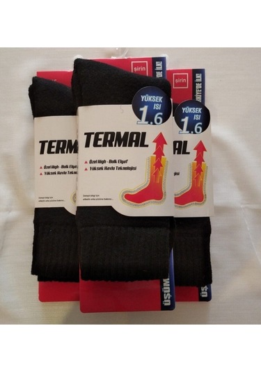Şirin Erkek Siyah Kışlık Termal Çorap 3 Adet) Siyah 40-45 Siyah