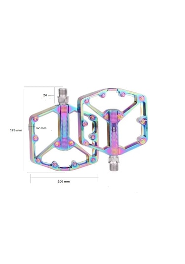Meroca Rainbow Alüminyum Platformlu Rulmanlı Bisiklet Pedalı