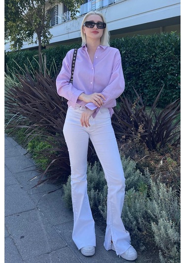 Madmext Mad Girls Lila Oversize Gömlek Mg1369-lila Lila