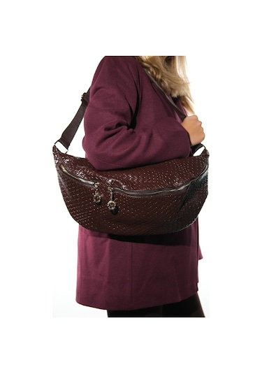 Venta Kahverengi Örgü Kadın Büyük Bel Çantası Kahverengi