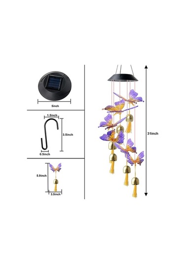 Pazly Güneş Renkli Kelebek Rüzgar Çanı - Ev, Bahçe, Pencere Dekoru, Çok Renkli Çok Renkli