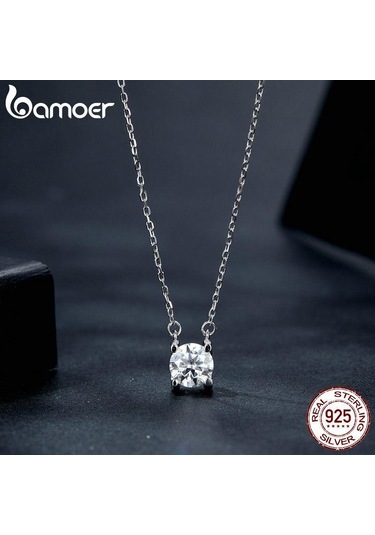 Bamoer D Renk Vvs1 Ex 1ct Mozanit Kolye Kadınlar İçin Düğün 925 Ayar Gümüş Kolye Boyun Zinciri Moda Takı, Seçenekler: 925 Silver