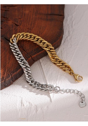 Eetit 316l Paslanmaz Çelik Zincir Yaka Bileklik Kadın Altın - Gümüş