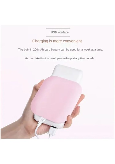 Kompakt Mini Led Işık Makyaj Ayna 2x Büyüteç Taşınabilir El Cep White Beyaz