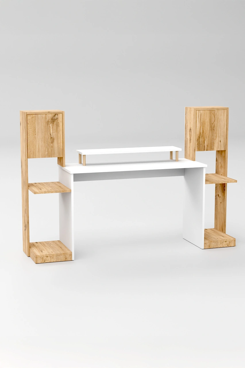 Throne Dolaplı, Kitaplıklı, Raflı Çalışma Masası, Bilgisayar Masası, Çocuk Çalışma Masası Atlantik Çam Atlantik Çam