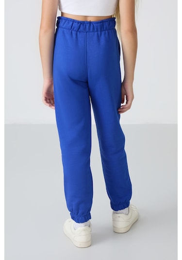 Tommy Life Gece Mavi Pamuklu İçi Tüylü Yumuşak Dokulu Standart Fit Nakışlı Kız Çocuk Eşofman Alt - 75158 Mavi