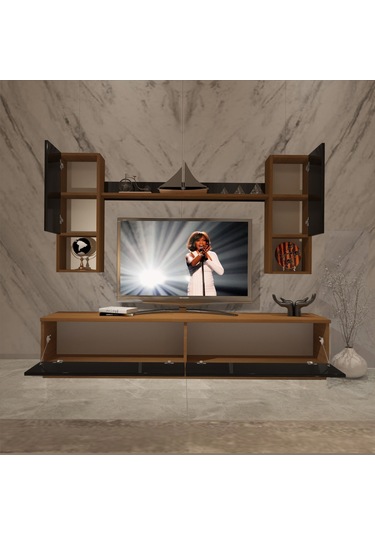 Decoraktiv Eko 5dab Mdf Std Tv Ünitesi Tv Sehpası Ceviz - Siyah