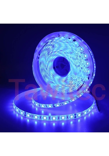 3 Çipli Silikonlu Şerit Led Mavi Renk 12 Volt Dış Mekan 5050