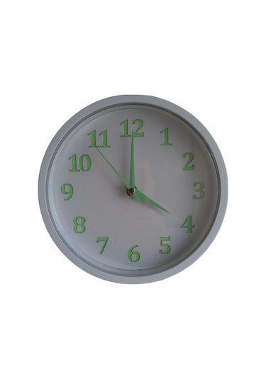 Fosforlu Gece Parlayan Beyaz Duvar Saati 4 Adet Çanta Hediyeli Beyaz