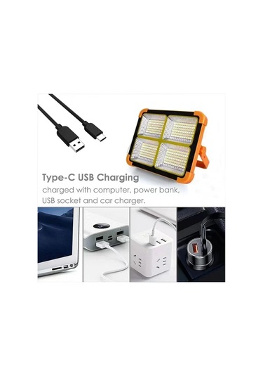 Ultra Parlak Led Solar Projektör Usb Şarj Edilebilir Kamp Feneri Su Geçirmez Dış Mekan Taşınabilir Arama Işığı Spot Işık Projektör Diğer