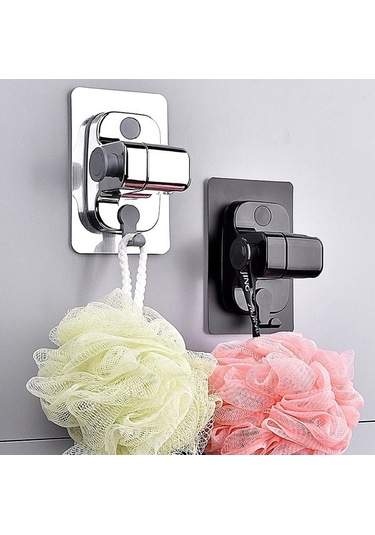 Primepickings Gümüş Duş Başlığı Tutucu Ayarlanabilir Duş Başlığı Braketi Duvara Monte Kendinden Yapışkan 2 Katlı Gri