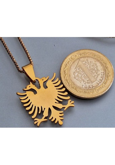 Altın Renk Asalet Ve Gücün Simgesi Çift Başlı Kartal Kolye