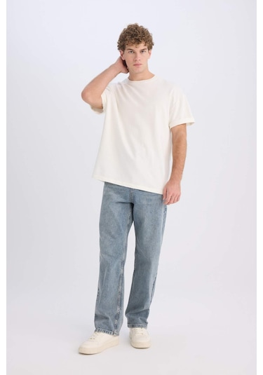 DeFacto %100 Pamuk Baggy Fit Geniş Kalıp Normal Bel Geniş Paça Jean Yıkamalı Pantolon B3926AX25SPNM39