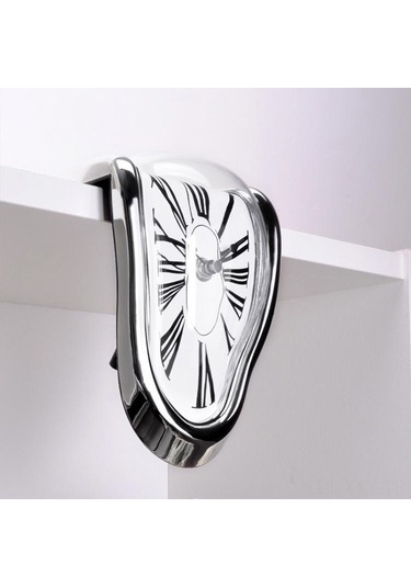 Yaleker Ev Odası Oturma Odası İçin Sessiz Gündüz İşi Saati - Klasik Roma Rakamlı Silikon Malzeme Gümüş Renkli Saat Çok Renki