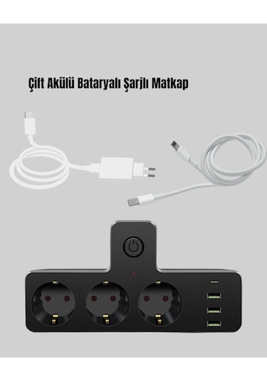 Usb Ve Type-c Portlu Anahtarlı Çoklu Priz Güç Ünitesi 10
