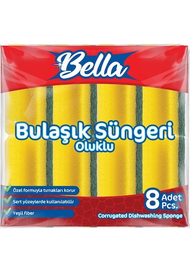 Banat Bella Oluklu Bulaşık Süngeri 8'li Paket