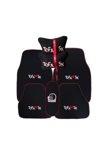 Tofaş Uyumlu Siyah Oto Halı Paspas / Tofaş Uyumlu Araç Seyahat Boyun Yastığı & Oto Ayna Askısı