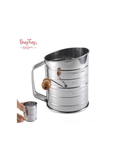 Wezone 430 Çelik El Çarklı Un Eleği,斜口刻度lu, Hamur-pasta Fırın Aleti, Ev-hotel Restoran Kullanıma Uygun, Dayanıklı Ve Hafif Kullanım Diğer