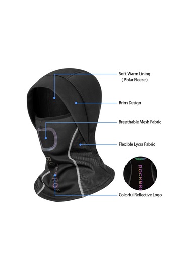 Rockbros Kış Kar Maskesi - Yüz Maskesi Nefes Alabili - Bisiklet, Siyah