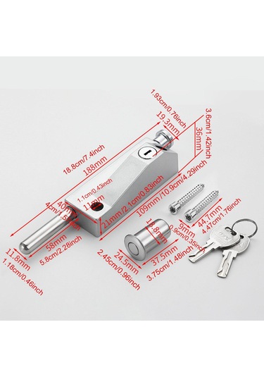 Suntek Kapı Mandalı Kilidi 2 Anahtar Su Geçirmez Gümüş
