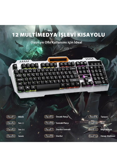 Lecoo KB123 USB Kablolu Rainbow Efektli Gaming Türkçe Q Klavye