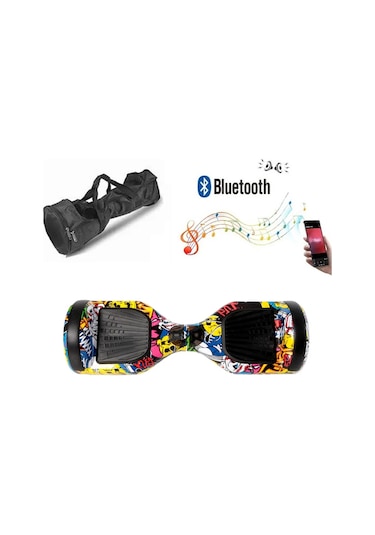 Citymate Elektrikli Kaykay Hoverboard Bluetooth Hoparlörlü 6.5 İnç Grafiti D01 +Çanta