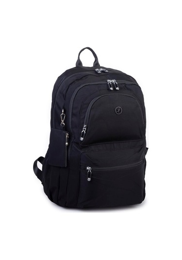 Nas Bag Unisex Büyük Boy Hafif Çok Gözlü Sırt Çantası Siyah Siyah