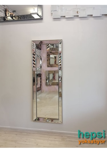 Ayna Çerçeveli Model Eskitme Gümüş Renk Boy Aynası Gümüş