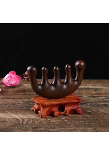 Yaozixa Altın Sarı Sandalwood Masaj Tarak, Yüzük Desenli Beş Dişli, Evde Kullanıma Uygun, Dayanıklı Ahşap, Toplu Satış Stokta Diğer