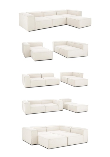 Mode Soft Köşe Koltuk Takımı 4 Modül Kırık Beyaz Keten Kumaş