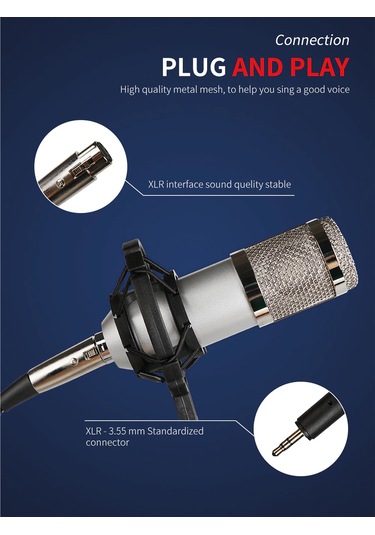 Jwin Rms-11bm800 Stüdyo Condenser Mikrofonu Stand ve Filtreli