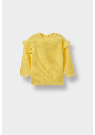 Defacto Kız Bebek Bisiklet Yaka Triko Kazak F2627a525wnyl118 Sarı