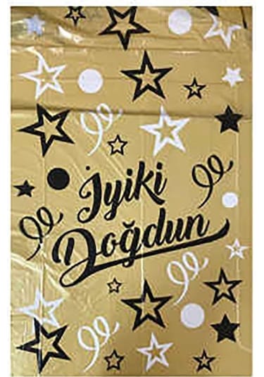 Yıldız Desenli Metalize Masa Örtüsü Altın