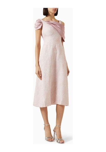 Eegen Studio Off - Shoulder Midi Elbise Zarif Ve Şık Görünüm, A - Line Silahet Pembe