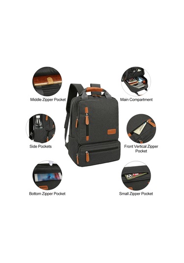 Geeksen "3 Parçalı Laptop Çantası Seti - Seyahat, Okul Ve İş İçin Şık Ve Pratik" Siyah