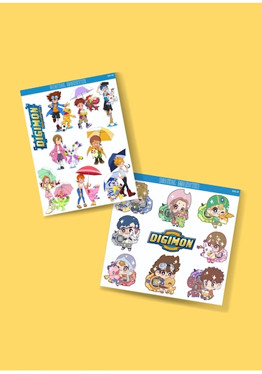 Digimon - Digital Monster Anime 2li Sticker Set Telefon-laptop Süsleme-ödül Çıkartmaları
