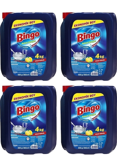 Bingo Bulaşık Sıvısı 4 Litre Limon Kokulu Elde Yıkama X 4 Adet