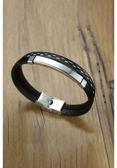 Chavin Ipc Kaplama Deri Çelik Erkek Bileklik Ed08by