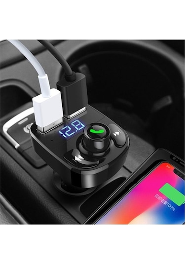 Araç Fm Transmitter 5.0 Bluetooth Araç Kiti Usb Mp3 Sd Kart Flash Için Uygun Çakmaklık Girişli