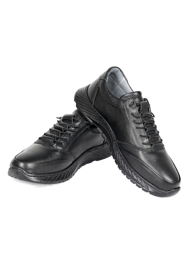 Iç Dış Hakiki Deri Comfort Taban Ortopedik Günlük Erkek Ayakkabı Siyah